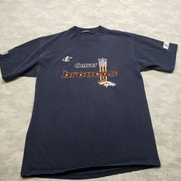 Vintage Denver Broncos Shirt Mens Large Blue Embroidered FL Football Logo Athlet - Picture 3 of 11
